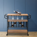 GAOMON 3-tier Wine Rack Cart Kitchen Rolling Storage Bar Wood Table Serving Trolley Black