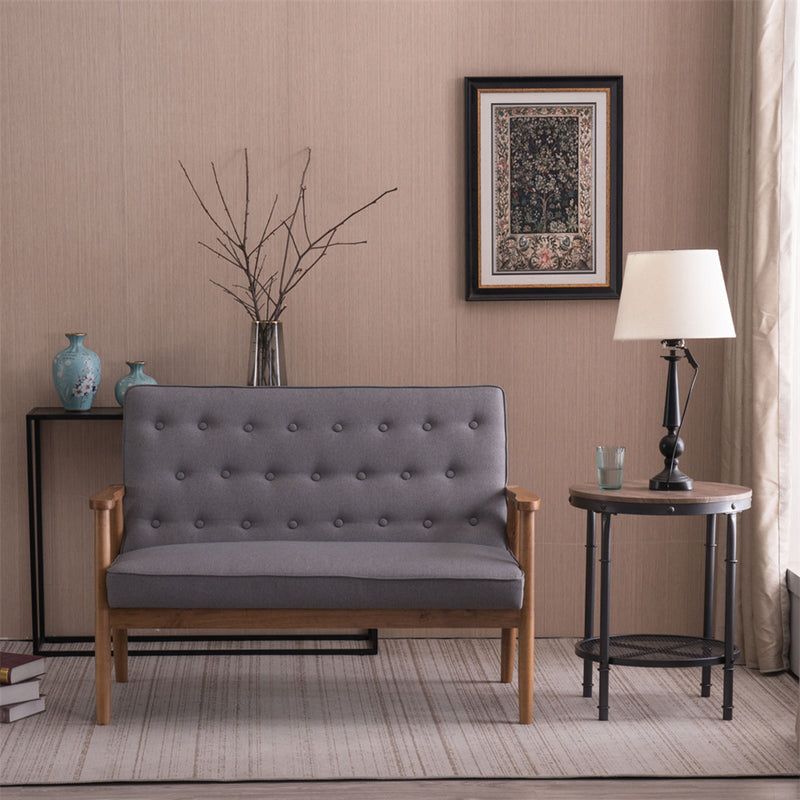 GAOMON Wooden Leisure Chair Retro Modern Comfortable Double Sofa Chair 126 x 75 x 83.5cm