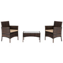 GAOMON 4PCS Rattan Table Chairs Set Includes Arm Chairs Coffee Table Black