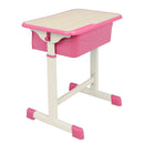 GAOMON Student Table Chair Set Adjustable White Paint Wood Grain Surface Plastic Pink