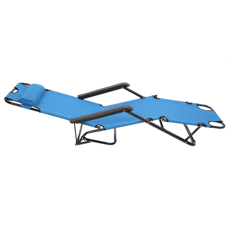 GAOMON Portable Camping Outdoor Seat Lounge Travel Folding Dual-use Extended Recliner Blue