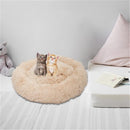 GAOMON Round Plush Pet Bed Fluffy Soft Warm Calming Bed Dog Cat Sleeping Nest Khaki