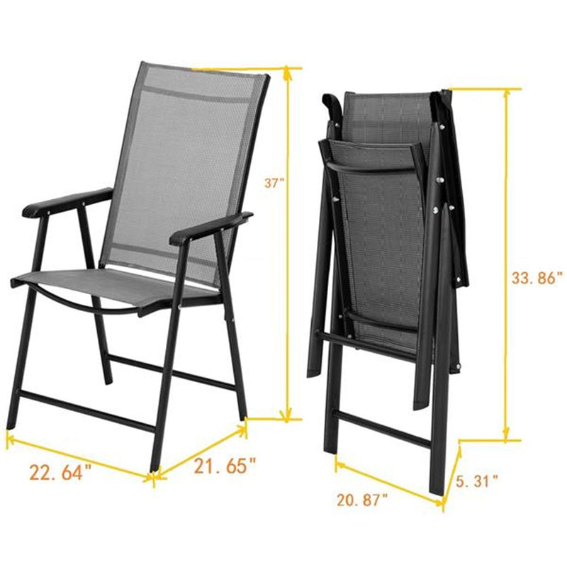 GAOMON 4pcs/set Portable Folding Chairs with Armrests Grey