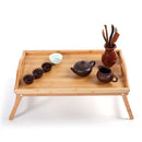 GAOMON Bamboo Tray Tea Table with Folding Legs Desk Wood Color