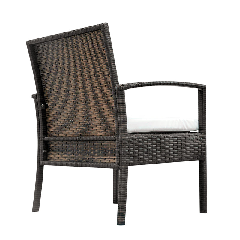 GAOMON 4pcs Embossing Armrest Chairs Love Double Seat Single Sofa Coffee Table Rattan Sofa Set