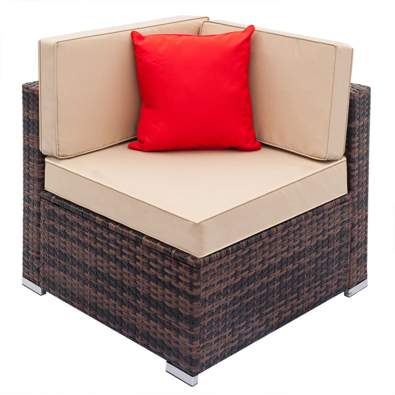 GAOMON 3pcs Weaving Rattan Modular Sofa Set 2 Corner Sofas + 1 Large Coffee Table