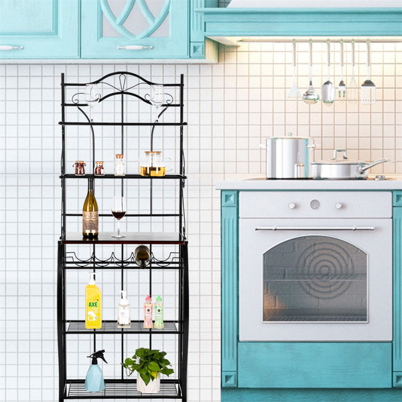 GAOMON 5-tier Metal Kitchen Rack Storage Holder Organizer Black