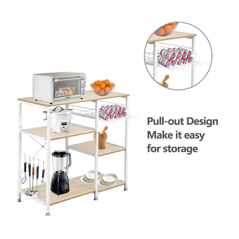 GAOMON 4-layer Microwave Oven Rack Floor-standing White Maple