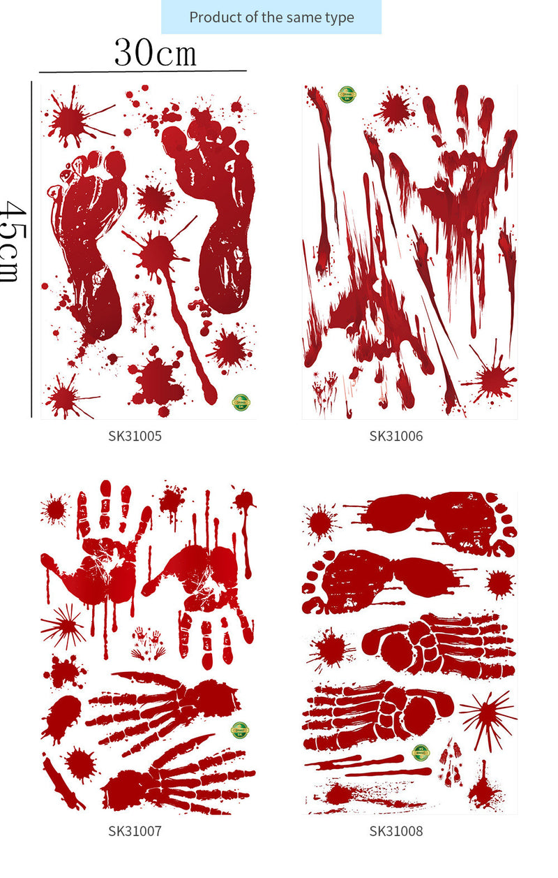 GAOMON Halloween Decoration Bloody Handprints Footprints Pattern Wall Stickers