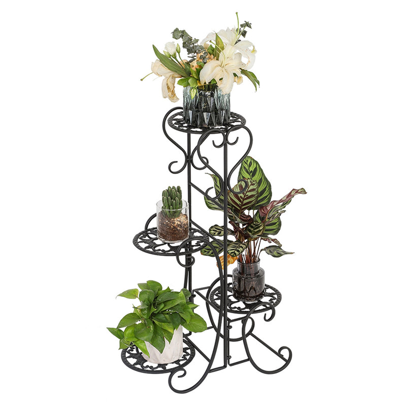 GAOMON 32.3 inches Plant Stand 4 Potted Metal Shelves Corner Plant Shelf - Round