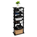 GAOMON 7-layer Wooden Shoe Rack Storage Mount Household Furniture Room Organizer Black