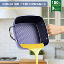 GAOMON 4L Square Saucepans with Lid Ceramic Cooking Stock Pot Blue