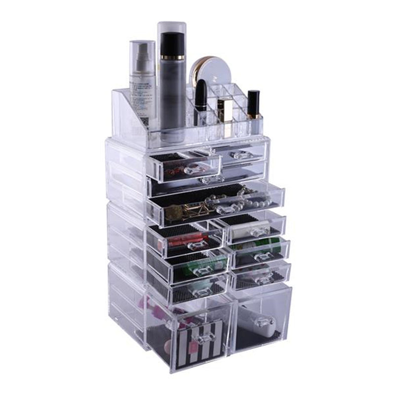 GAOMON 4Pcs/Set Makeup Organizer Plastic Cosmetic Storage Drawers Display Box Transparent