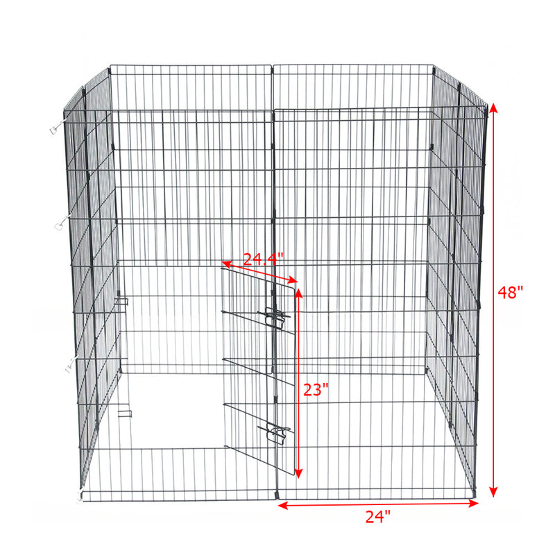 GAOMON 48" Basics Play Area Foldable Metal Pet Wire Fence 8 Pieces with Open Doors Black