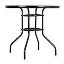 GAOMON Outdoor Round Dining Table Weather-Proof Yard Garden Tempered Glass Table