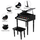 GAOMON Children 30-key Wooden Piano with Music Stand Mechanical Sound Black