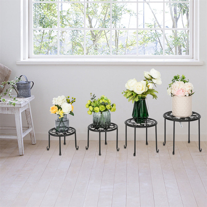 GAOMON 4pcs Round Ironwork Plant Stand Corner Plant Shelf Racks