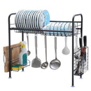 GAOMON Single Layer Bowl Rack Shelf Dish Drainer 90cm Black