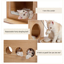 GAOMON Wooden Cat Tree Multi-level Cat Climbing Tower Beige