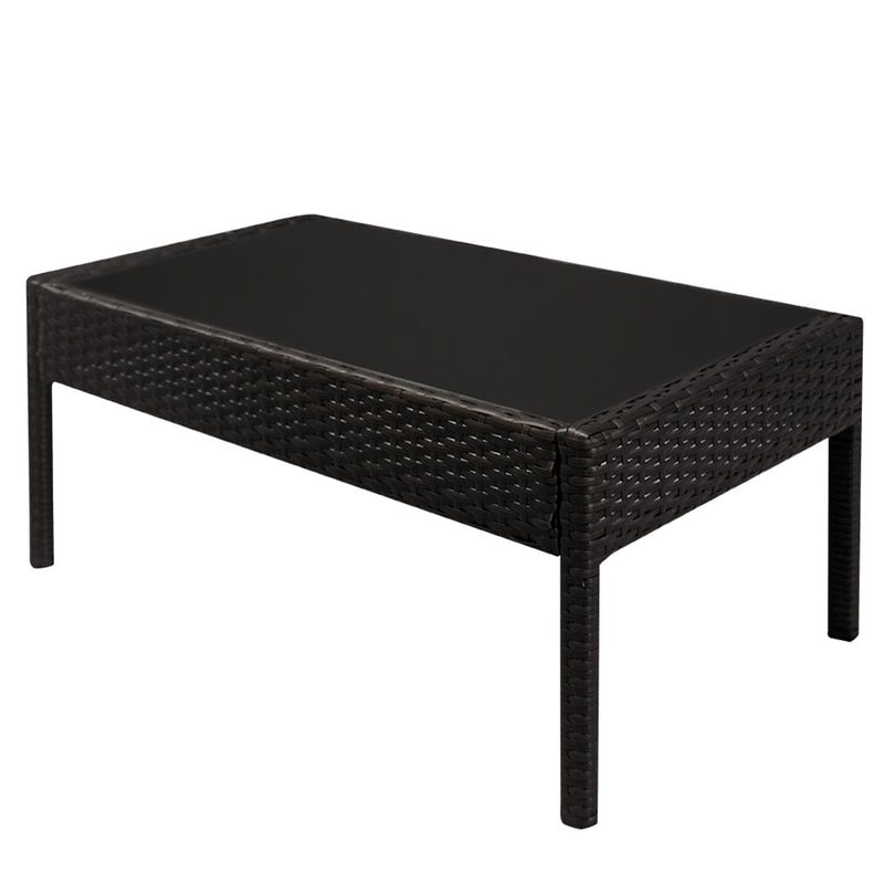 GAOMON 4pcs Embossing Armrest Chairs Love Double Seat Single Sofa Coffee Table Rattan Sofa Set