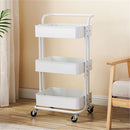 GAOMON 3-tier Widened Cart Multi-function Layer Cart Movable Storage Rack Ivory