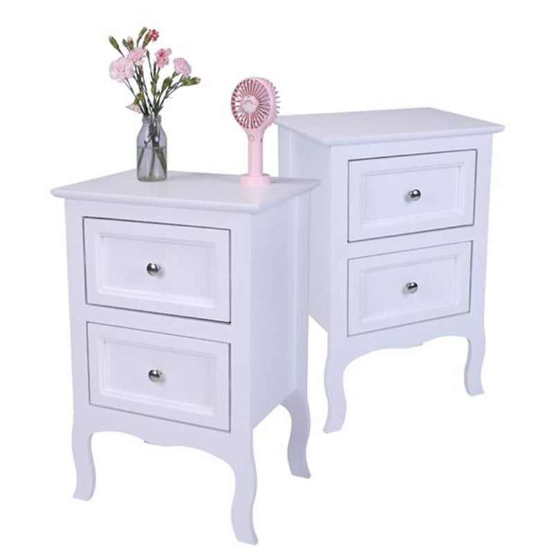 AMYOVE Rural Style Bedside Table Nightstands with 2 Drawers Storage Cabinet White