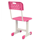GAOMON Student Table Chair Set Adjustable White Paint Wood Grain Surface Plastic Pink