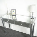 GAOMON Dressing Table Bedroom Table Glass Mirror Table with Two Drawers Silver