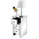 GAOMON Mini Cabinet Table with 3-drawers Nightstand Bedroom Silver