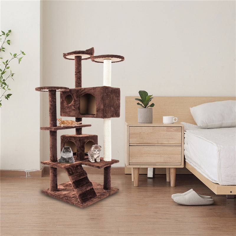 GAOMON Multi-level Cat Tree Condo Furniture Cat Climbing Frame Kittens Cats Pets Brown