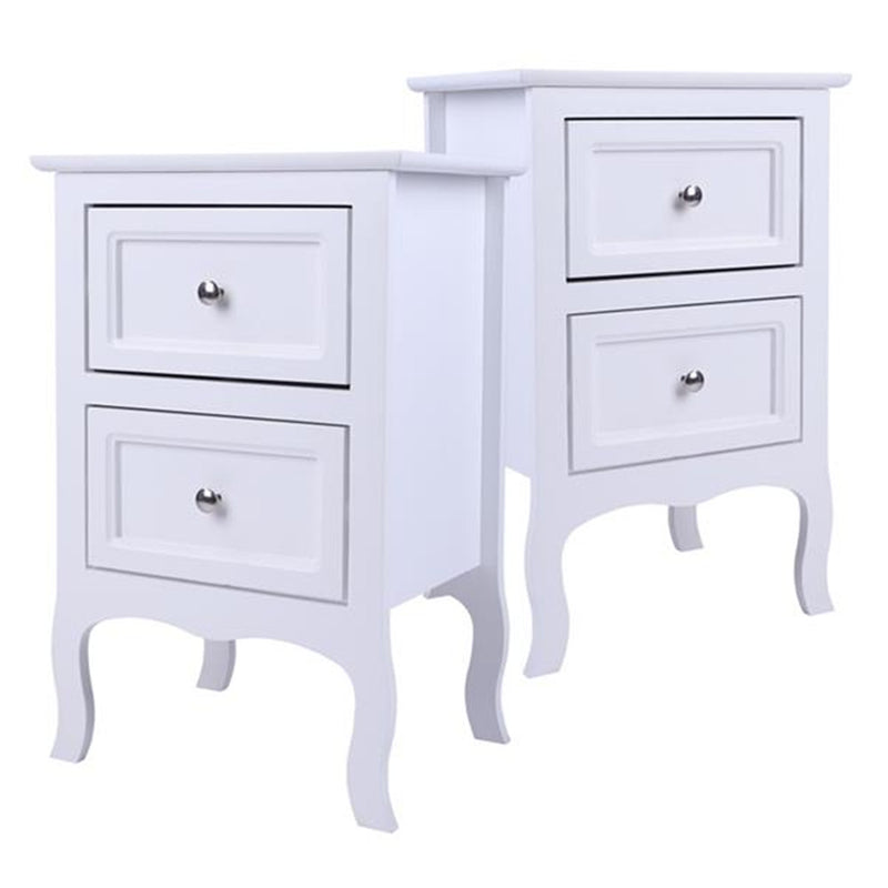 AMYOVE Rural Style Bedside Table Nightstands with 2 Drawers Storage Cabinet White