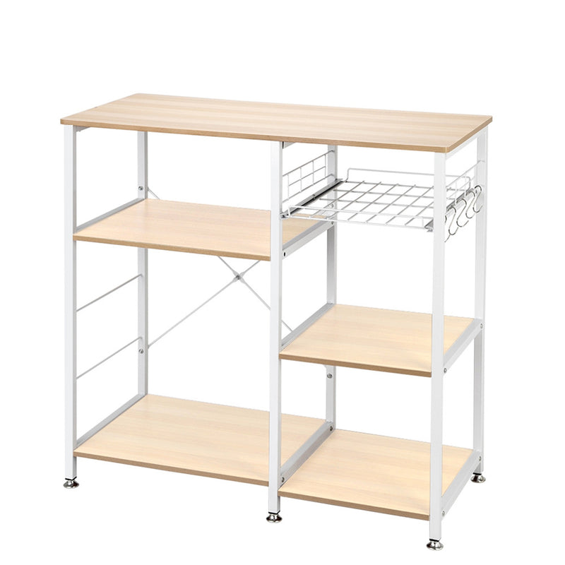 GAOMON 4-layer Microwave Oven Rack Floor-standing White Maple
