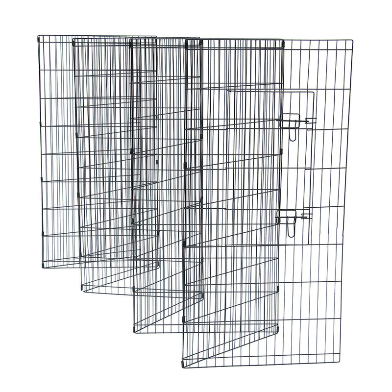 GAOMON 48" Basics Play Area Foldable Metal Pet Wire Fence 8 Pieces with Open Doors Black
