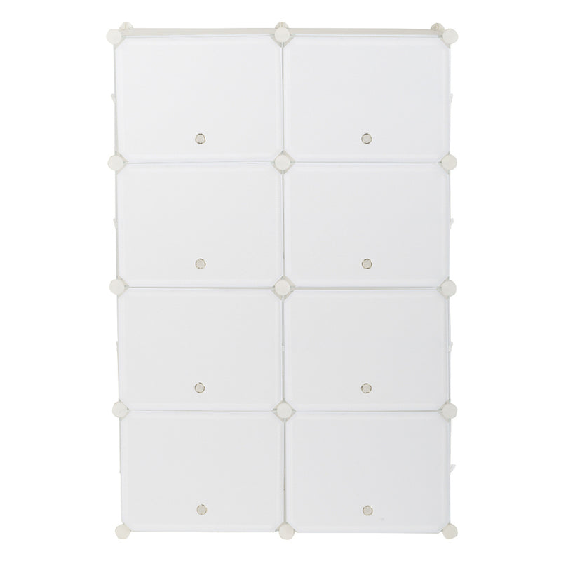 RONSHIN 2 Rows 7-tier 14 Grids Shoe Rack Organizer 40x30cm Cube Shoe Cabinet 72x32x122cm White