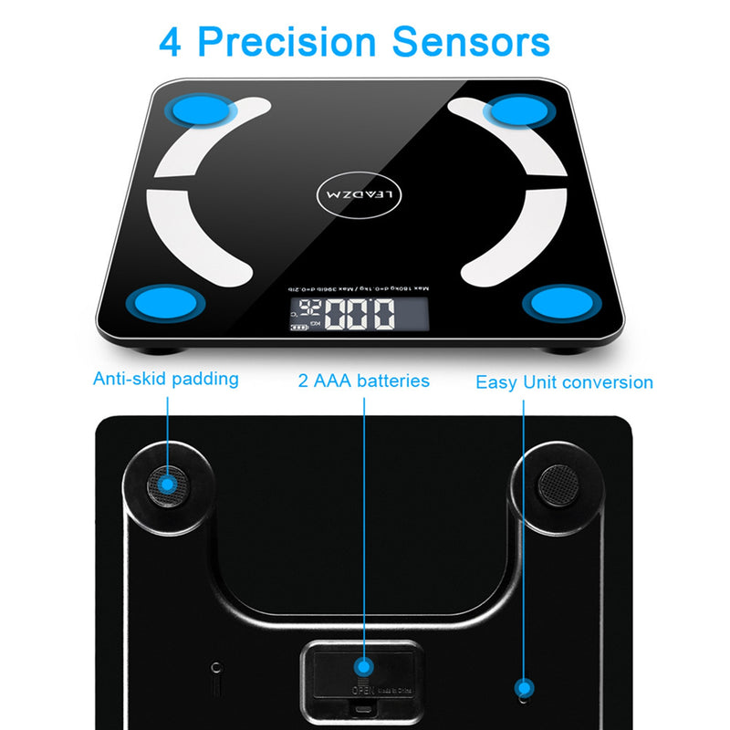 GAOMON Body Fat Scale Bluetooth 180kg Capacity Black
