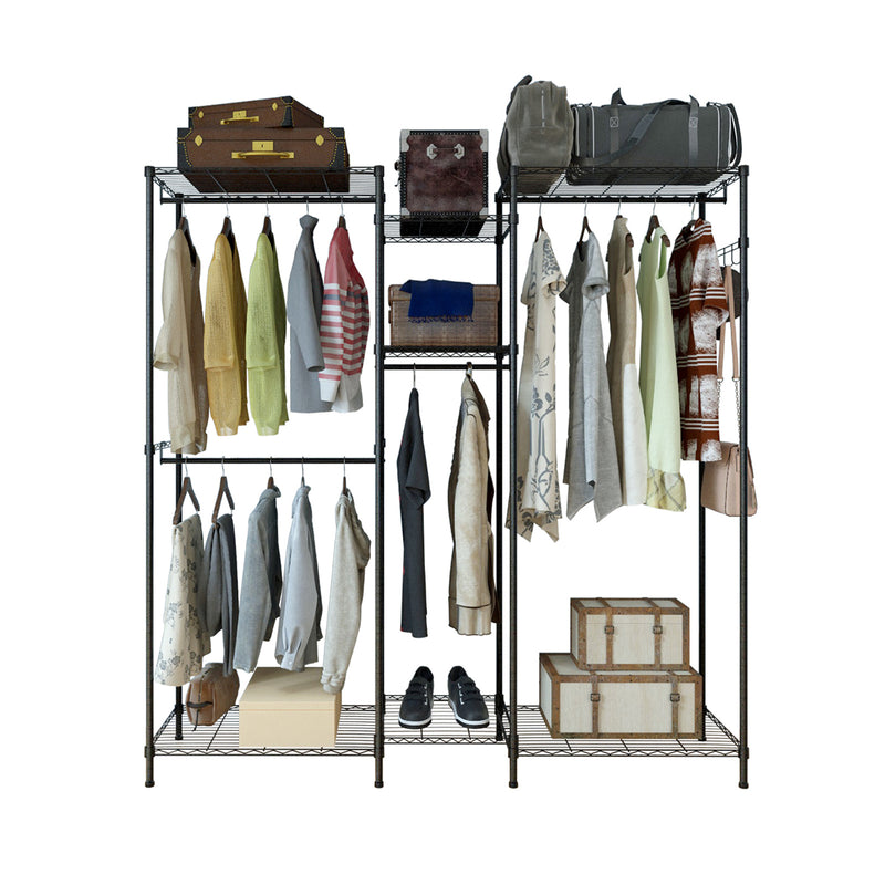 GAOMON Portable 4 Rows Clothes Rack with 7 Layers Shelves Garment Rack