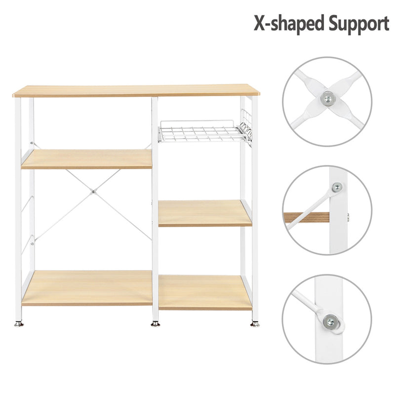 GAOMON 4-layer Microwave Oven Rack Floor-standing White Maple