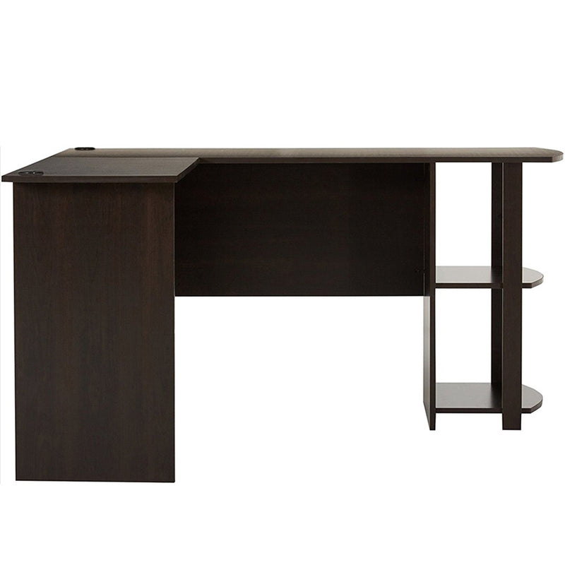 GAOMON L-shaped Wooden Right Angle Computer Desk With Two-layer Bookshelves