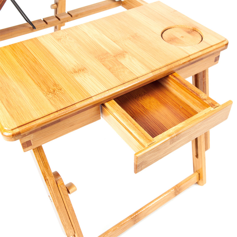 GAOMON 53cm Adjustable Computer Desk with Cup Holder - Wood Color
