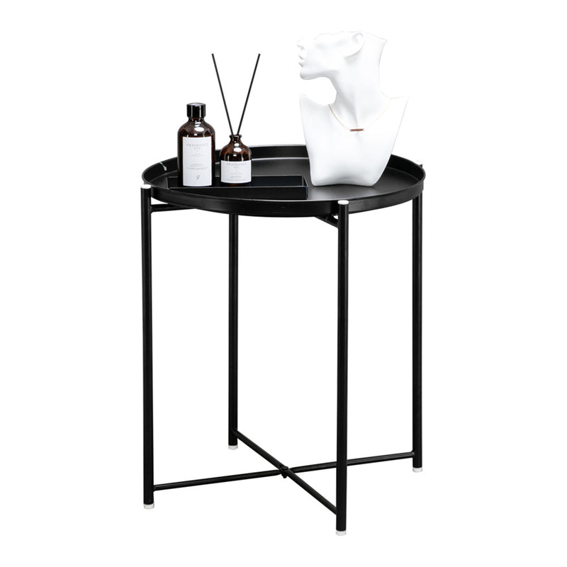 GAOMON Round Table Living Room Sofa Bed Side Table Black