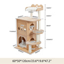 GAOMON Wooden Cat Tree Multi-level Cat Climbing Tower Beige