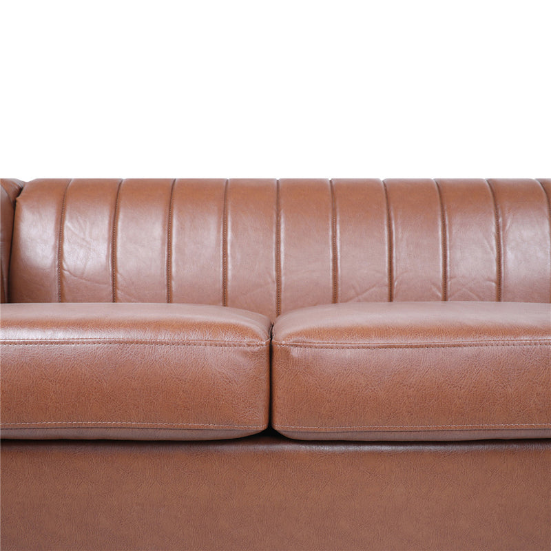 GAOMON Chaise Lounge Sofa Chair Traditional Rolled Arms with Nailhead Trim Brown