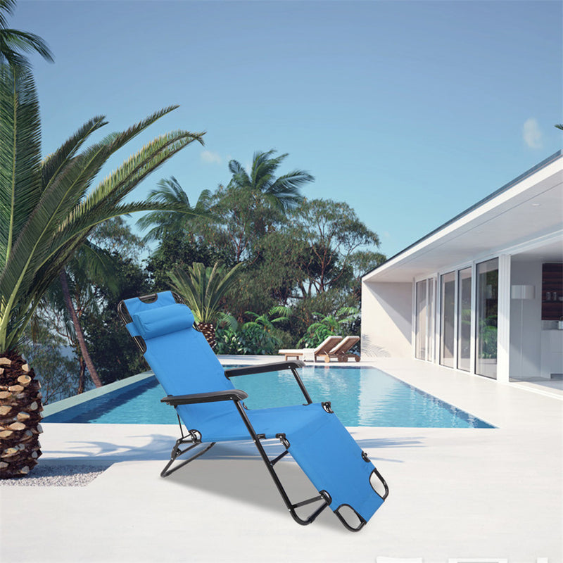 GAOMON Portable Camping Outdoor Seat Lounge Travel Folding Dual-use Extended Recliner Blue