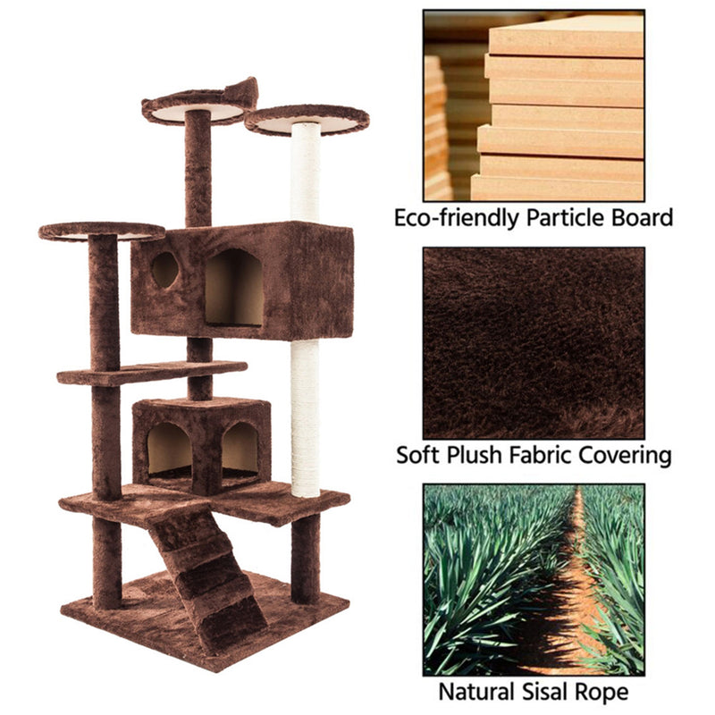 GAOMON Multi-level Cat Tree Condo Furniture Cat Climbing Frame Kittens Cats Pets Brown