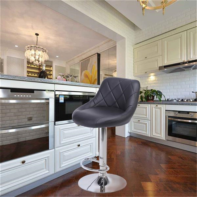 GAOMON 2pcs Shell Back Adjustable Swivel Bar Stools PU Leather Black