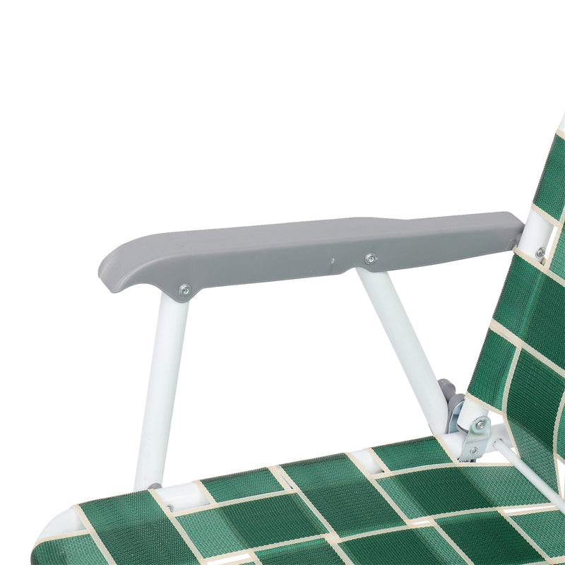 GAOMON 2pcs Beach Chair Steel Tube Bearing 120kg Folding Beach Chair Dark Green Stripes
