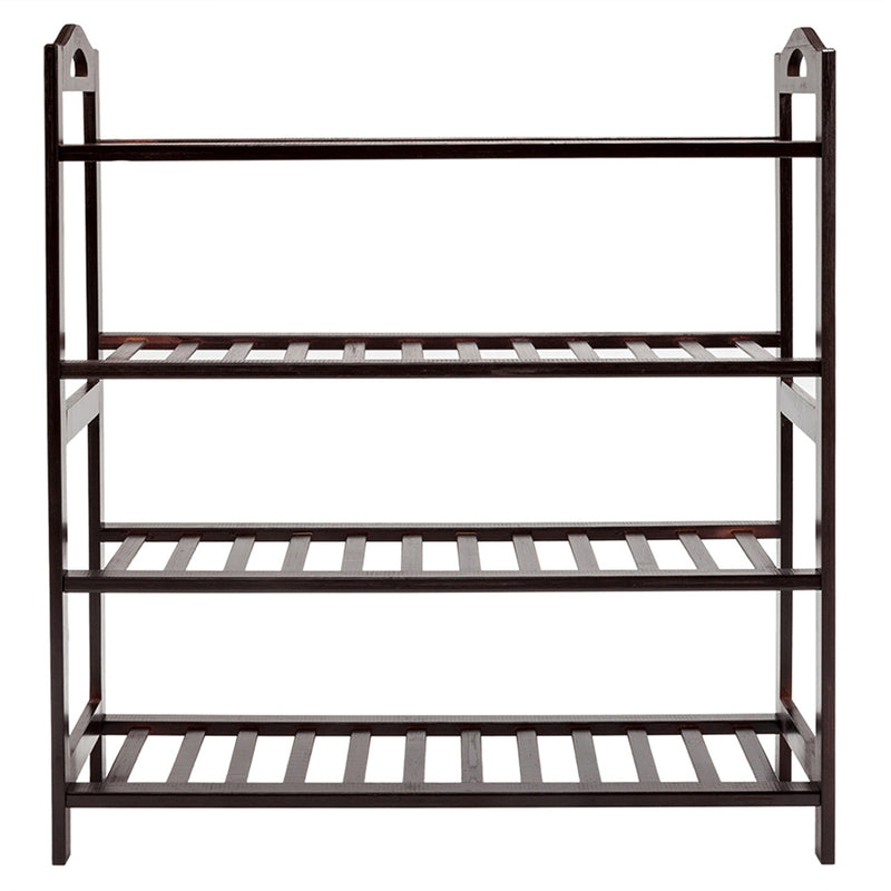 GAOMON Bamboo Shoe Rack with Handles 12-batten 4 Tiers Multipurpose Coffee