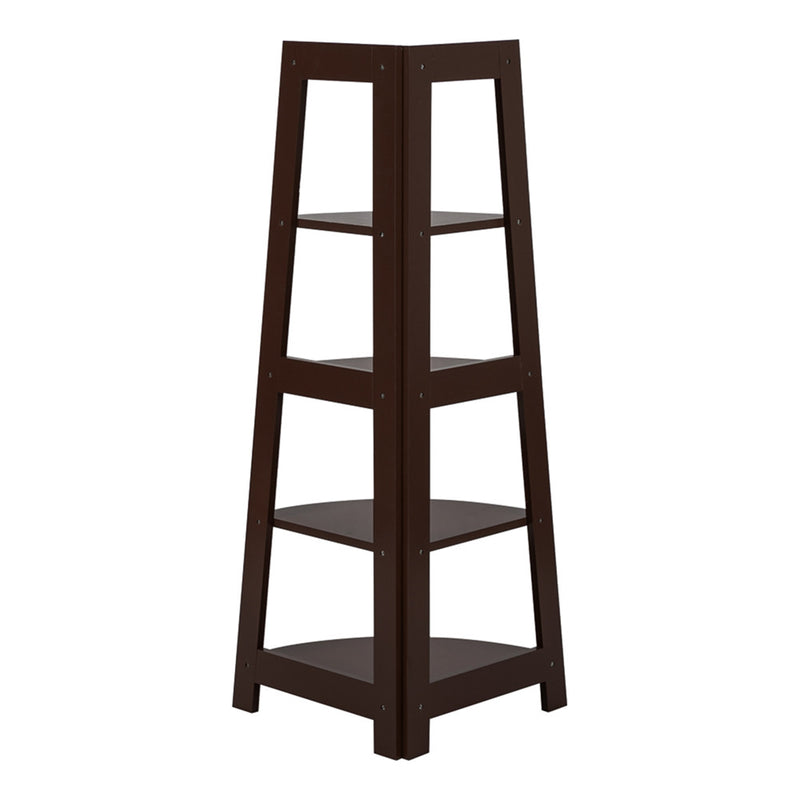 GAOMON 5-layer Fan-shaped Corner Shelf Household Organizer for Living Room Brown