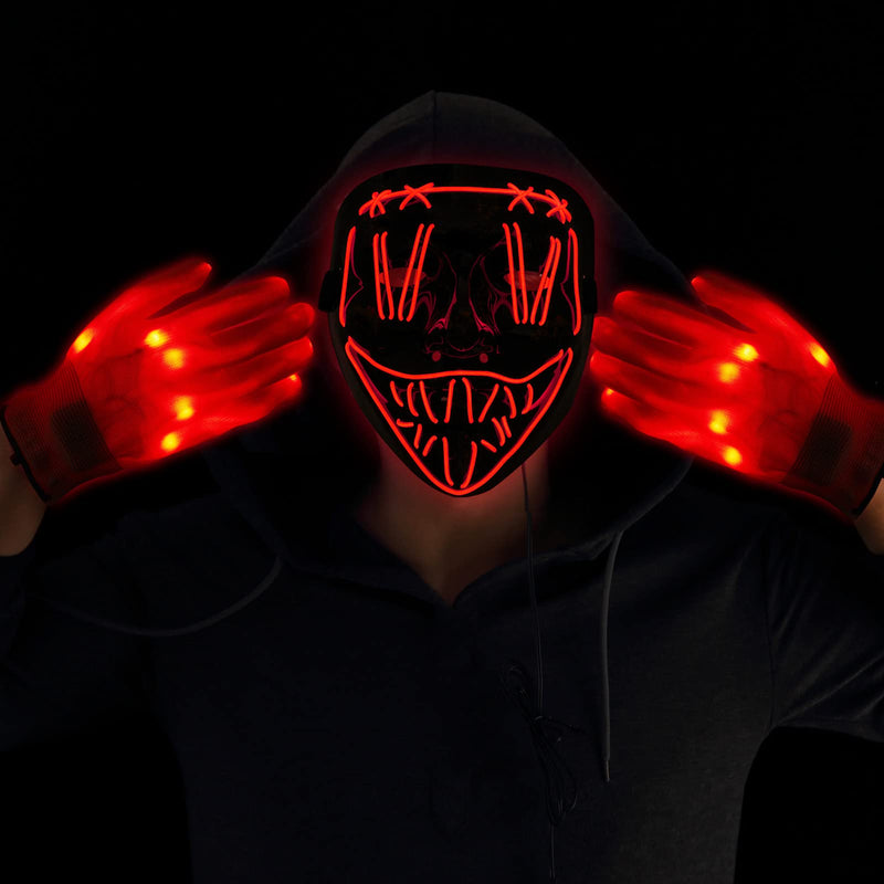 GAOMON Halloween Scary LED Mask with Light Up Gloves Kit