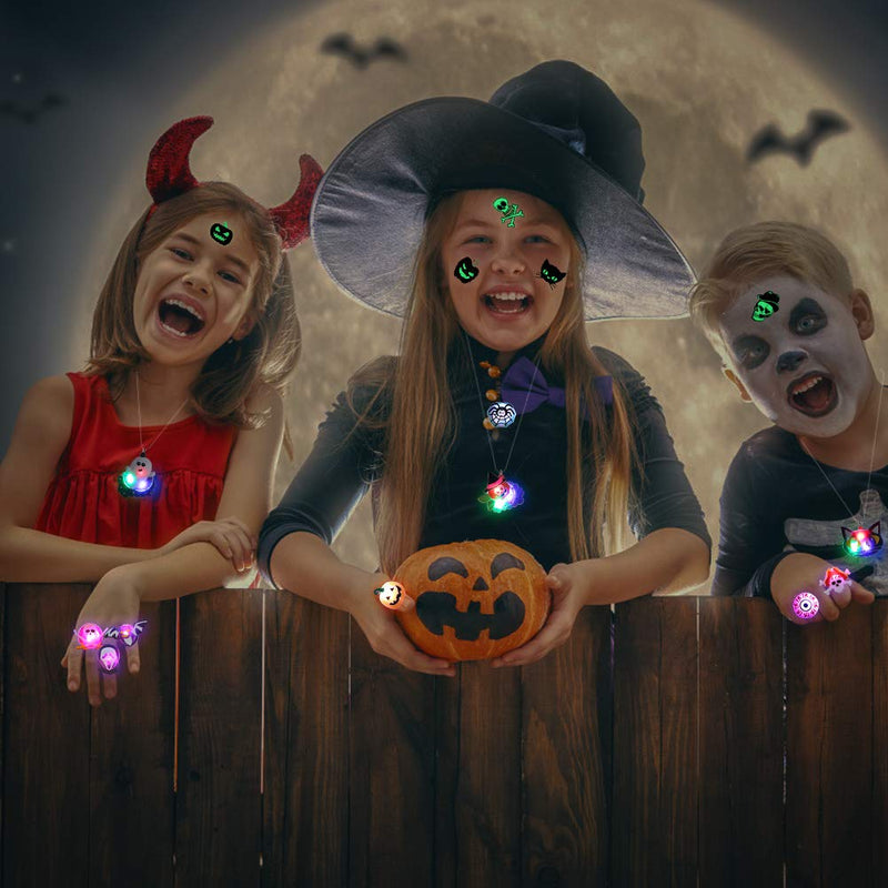 GAOMON 54pcs Halloween Light Up Rings Toys